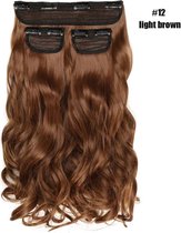 Jumada's haarclip Hair Extensions Lang Krullend Synthetisch Haar Vrouwen Real Natuurlijke Haar Extensions Bruin 50 cm Kleur #12 Light Brown | 3 stuks