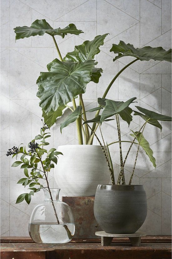 Pot de fleurs en céramique vert foncé pour plante d'intérieur H13 x P16 cm  - Cache-... | bol