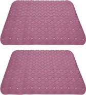 2x stuks anti-slip badmatten oud roze 55 x 55 cm vierkant - Badkuip mat - Grip mat voor in douche of bad