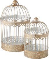 Set de 2x cages à oiseaux décoration or 30 et 40 cm - Cages à oiseaux / cages - Aspect antique