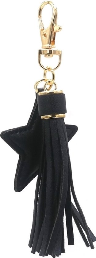 Porte-clés - Étoile et Pompon - Longueur 8 cm - Zwart