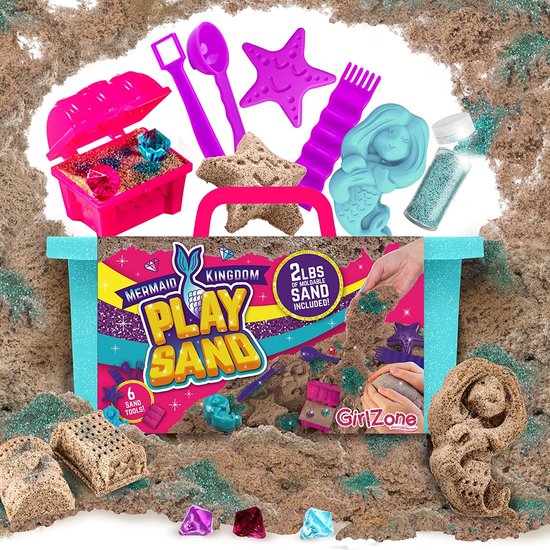GirlZone Geschenken voor Meisjes Zand Kit Zeemeermin, Play Sand voor Kinderen, Magic Sand, Kinetisch Sand Kit, Zand Speelset Creatief Speelgoed, Verjaardagscadeau voor Jongens Meisjes