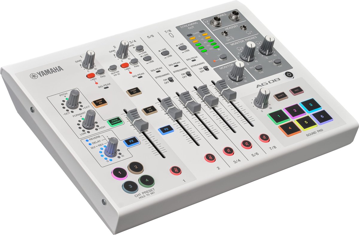 Yamaha AG08 White - Live stream mixer, 8-kanaals, wit | bol