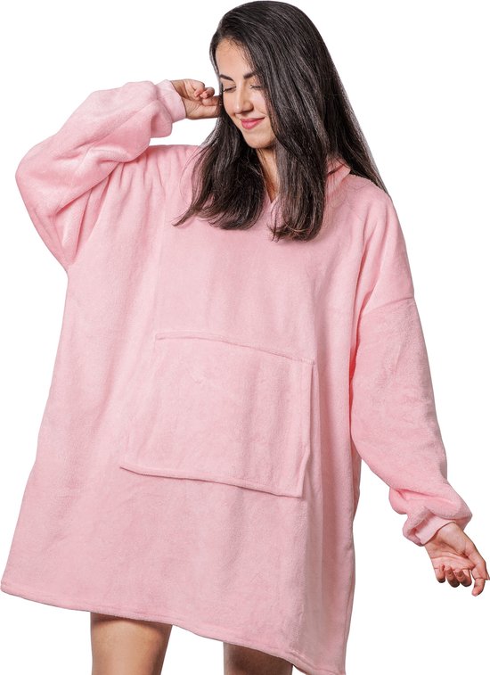 STFF & Co® Hoodie Deken met Mouwen - Fleece Trui - Sweater - Hoodie Blanket - Sweatshirt - Licht Roze