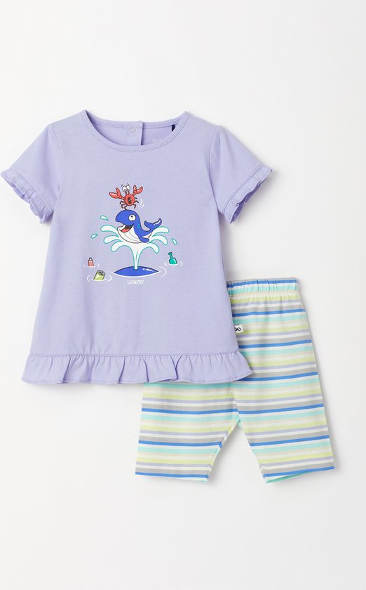 Woody pyjama baby meisjes - lavendel - walvis - 231-3-TUN-S/306 - maat 62