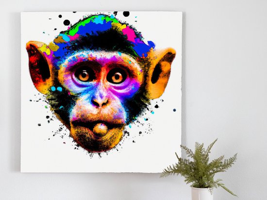 Monkey business kunst - 100x100 centimeter op Canvas | Foto op Canvas - wanddecoratie