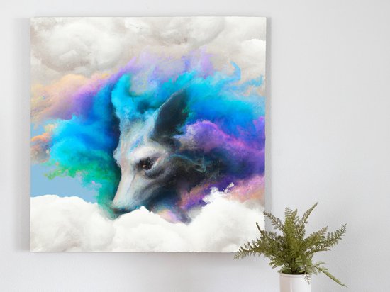 Animal clouds Wolf kunst - 80x80 centimeter op Canvas | Foto op Canvas - wanddecoratie