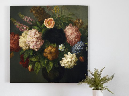 Flowery Rembrandt kunst - 100x100 centimeter op Canvas | Foto op Canvas - wanddecoratie