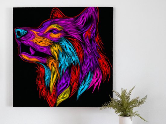 Fabulous wolf | Fabulous Wolf | Kunst - 100x100 centimeter op Dibond | Foto op Dibond - wanddecoratie schilderij