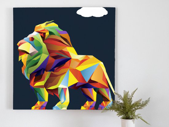 Loud Lion kunst - 80x80 centimeter op Canvas | Foto op Canvas - wanddecoratie