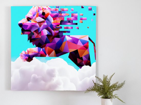 Cloud jumping lion | Cloud Jumping Lion | Kunst - 40x40 centimeter op Canvas | Foto op Canvas