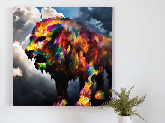 Smokey lion kunst - 30x30 centimeter op Canvas | Foto op Canvas - wanddecoratie