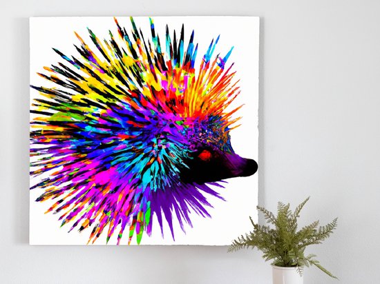 Vibrant Echidna Splatter kunst - 40x40 centimeter op Canvas | Foto op Canvas - wanddecoratie
