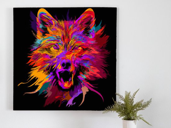 Vibrant Coyote Cascade kunst - 80x80 centimeter op Canvas | Foto op Canvas - wanddecoratie