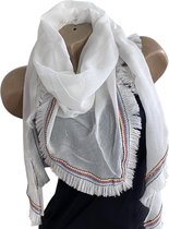 Sjaal driehoekige met franjes 180/70cm 0356 White