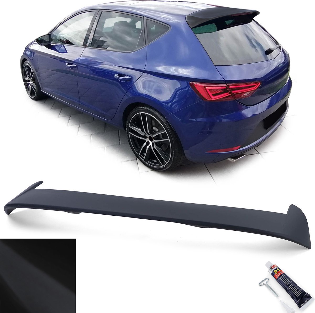 Seat Leon 5F 2012 t/m 2020 Dakspoiler Extention Lip Styling Dak Spoiler Mat Zwart TSI TDI