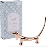 CGB Giftware Dachshund Sausage Dog Ring Holder - Rose Gold / Stand Height: 8.5cm Length: 11cm