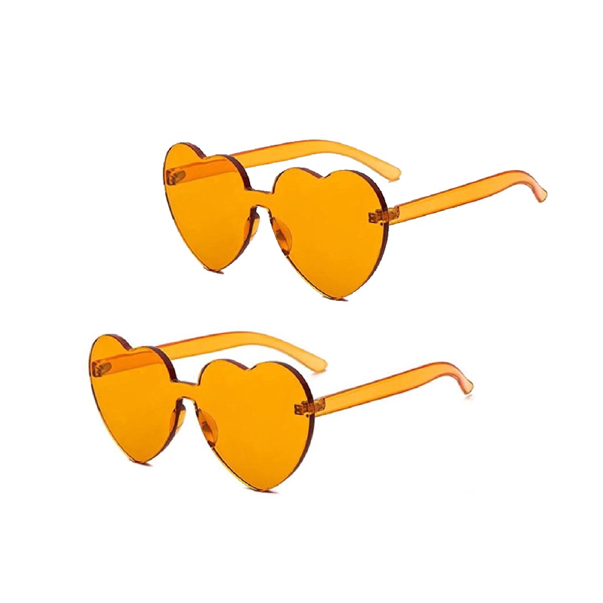 Viveux®- 2 stuks - Zonnebril Hartjes Montuur Oranje - Sunglasses Orange - Feest en Festival - Feest accessoires - Verkleedaccessoires - Festivalbril - Carnaval Accessoires - Koningsdag - Carnaval