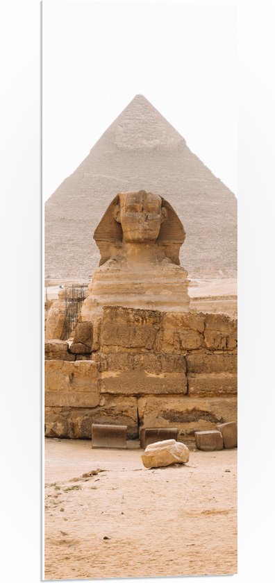 PVC Schuimplaat - Piramide van Chefren met Sfinx ervoor - 30x90 cm Foto op PVC Schuimplaat (Met Ophangsysteem)