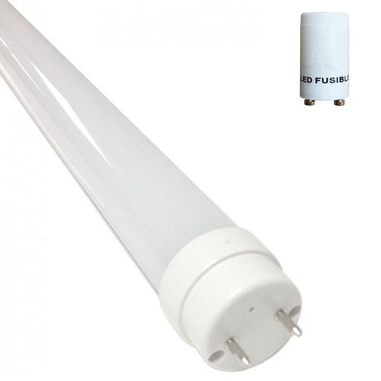 Tube LED T8 avec démarreur - 60cm 8W - Transparent / Blanc froid 6400K