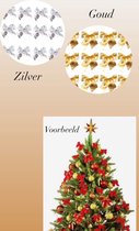 Akyol - Kerststrik - Goud en Zilver - Stof - Kerst Strikken-kerstboomhangers - Kerstdecoratie -kerststrikjes goud -gouden kerstrikjes voor de kerstboom -kerststrikjes voor de kerstboom - Kerstboom Decoratie - Kerstsfeer – Christmas – 12 stuks