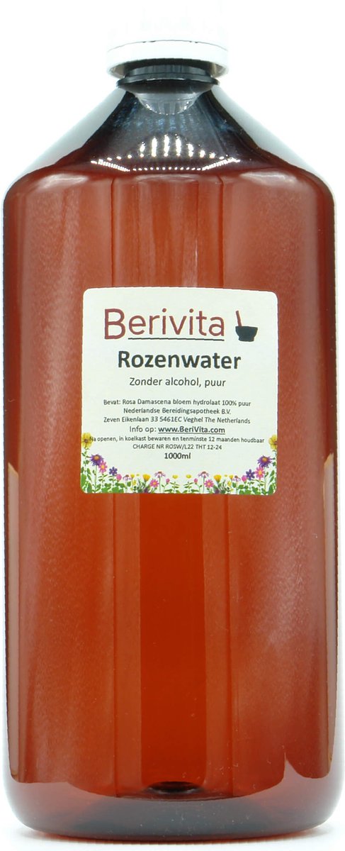 Rozenwater Liter 100% Puur - 1000ml Hydrosol, Hydrolaat van Rosa damascena, Bulgaarse Roos - Gezicht en Body Mist - Natuurlijke Toner