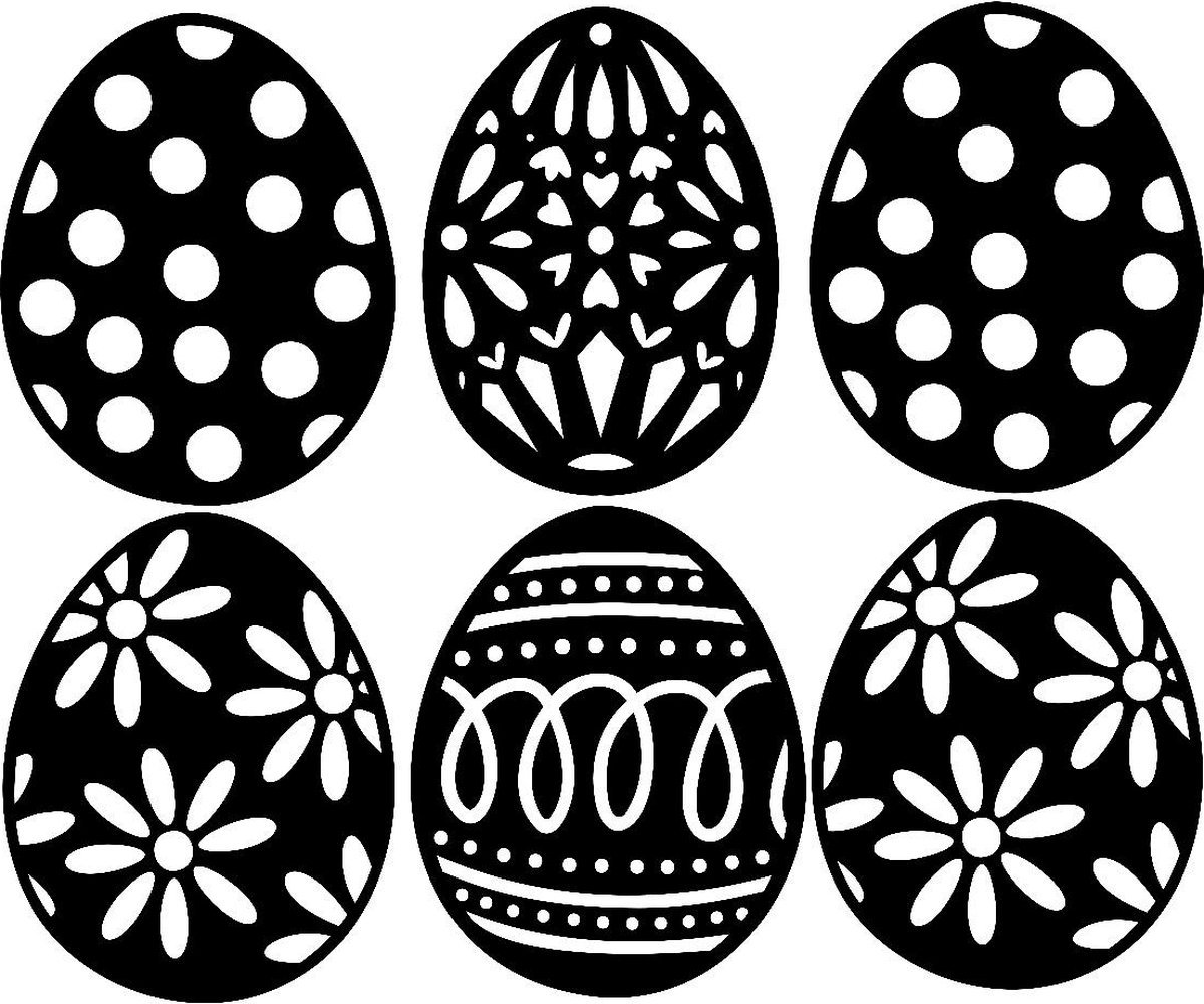Paaseieren raamsticker - herbruikbaar - statisch - zwart - 6 eieren - pasen - eenvoudig aan te brengen en eraf te halen, zonder iets achter te laten