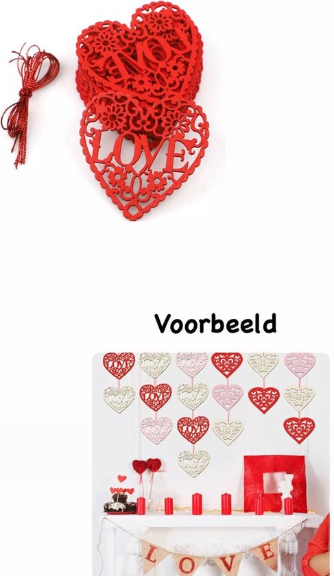 Akyol - Hartjes decoratie slinger – Valentijn-slingers met hart - houten  hartjes... | bol.com