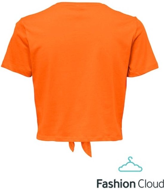Only May S/s Short Knot Top Box Orange Peel ORANJE L