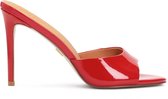 Lacquered red heeled mules