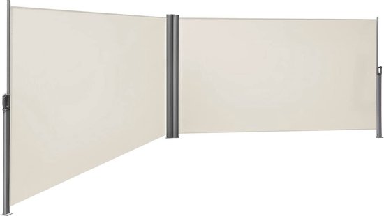 Uittrekbare zijluifel 160x600 cm grijs, zonnescherm, windscherm aan de zijkant, privacyscherm voor buiten, voor tuin, balkon, terras, patio en achtertuin