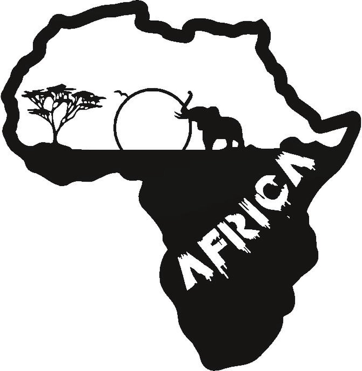 Kunst van metaal - Afrika - wanddecoratie industrieel - zwart gepoedercoat - staal - metaal