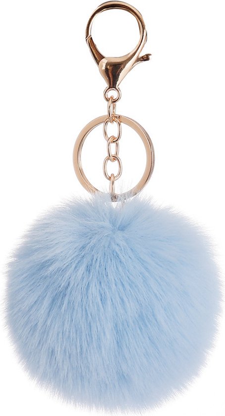 Foto:  pluizige sleutelhanger keychain dames imitatie bont fakefur baby blauw 