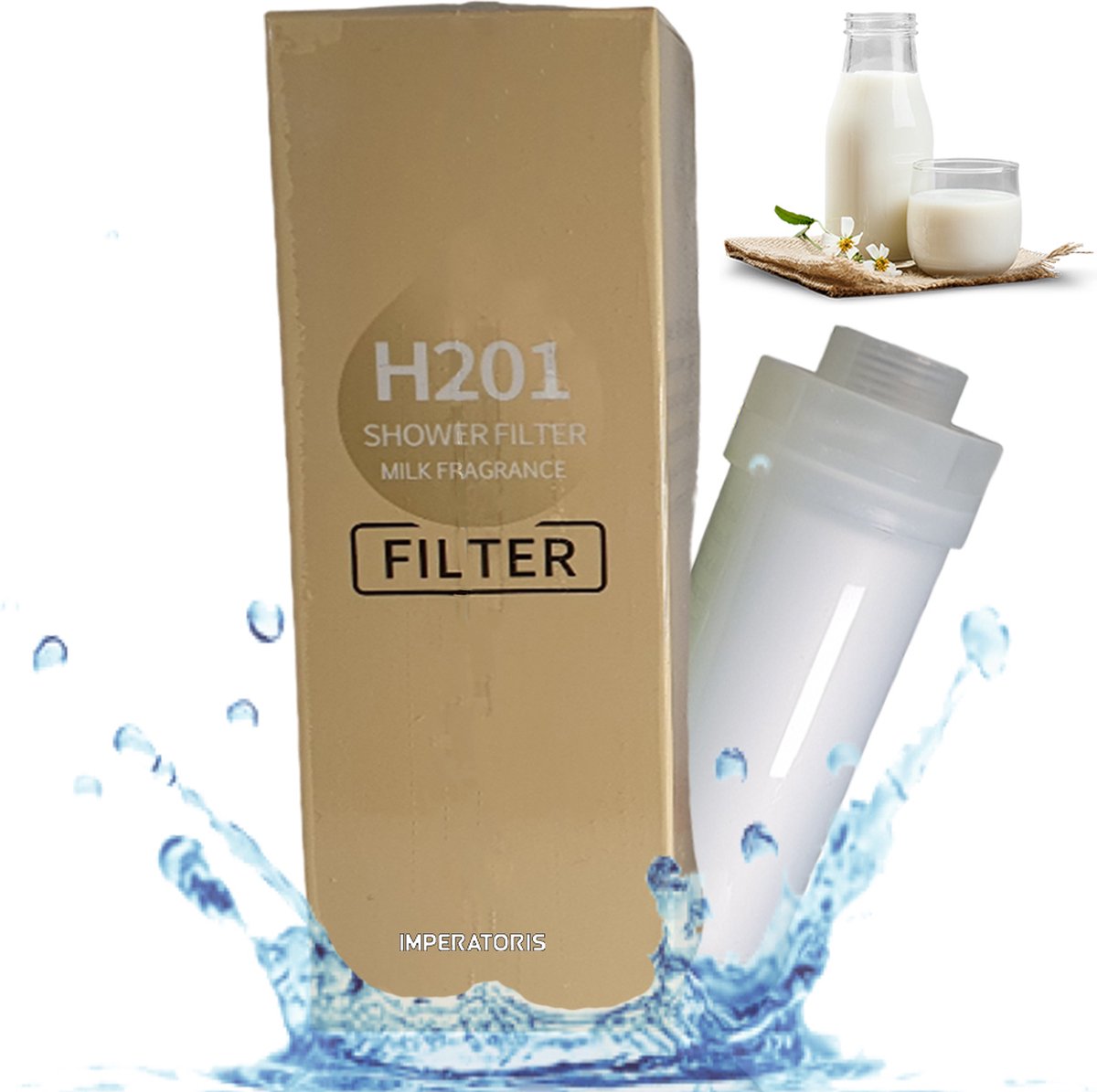 Imperatoris | Douchefilter- Waterfilter Voor Douchekop met Geur - Shower Filter - Kraanfilter - Spa Gevoel - Milk