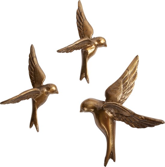 WOOOD Avaler Too Vogels - Metaal - Antique Brass - Set van 3