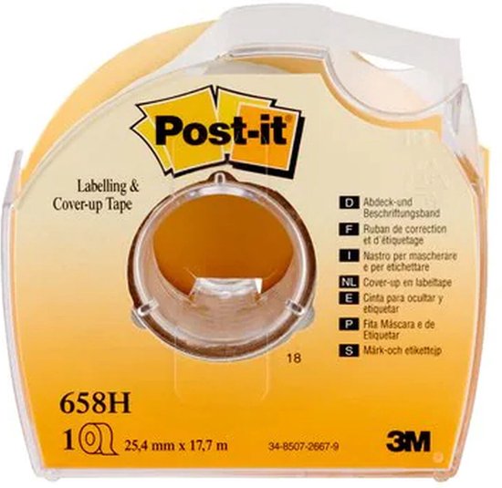 Post-it® Label- & Correctietape, Dispenser, 25.4 mm x 17,7 m - Post-it