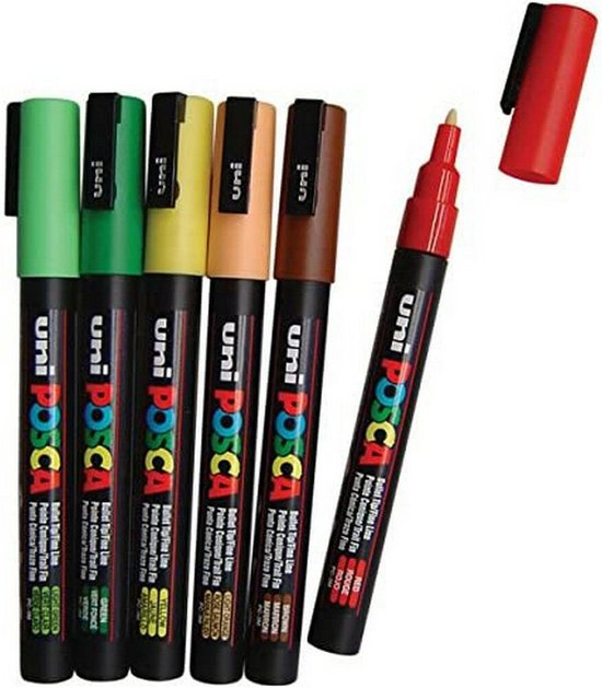 Uni Posca Waterverfpotloden Set, Meerkleurig, 8-Pack