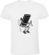 Telefoon op de wc Heren T-shirt | mobiel | toilet | humor | grappig