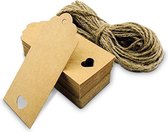 Étiquettes-cadeaux vierges avec carton en corde - 100 pièces - Hobby Kraft - 9x4 cm