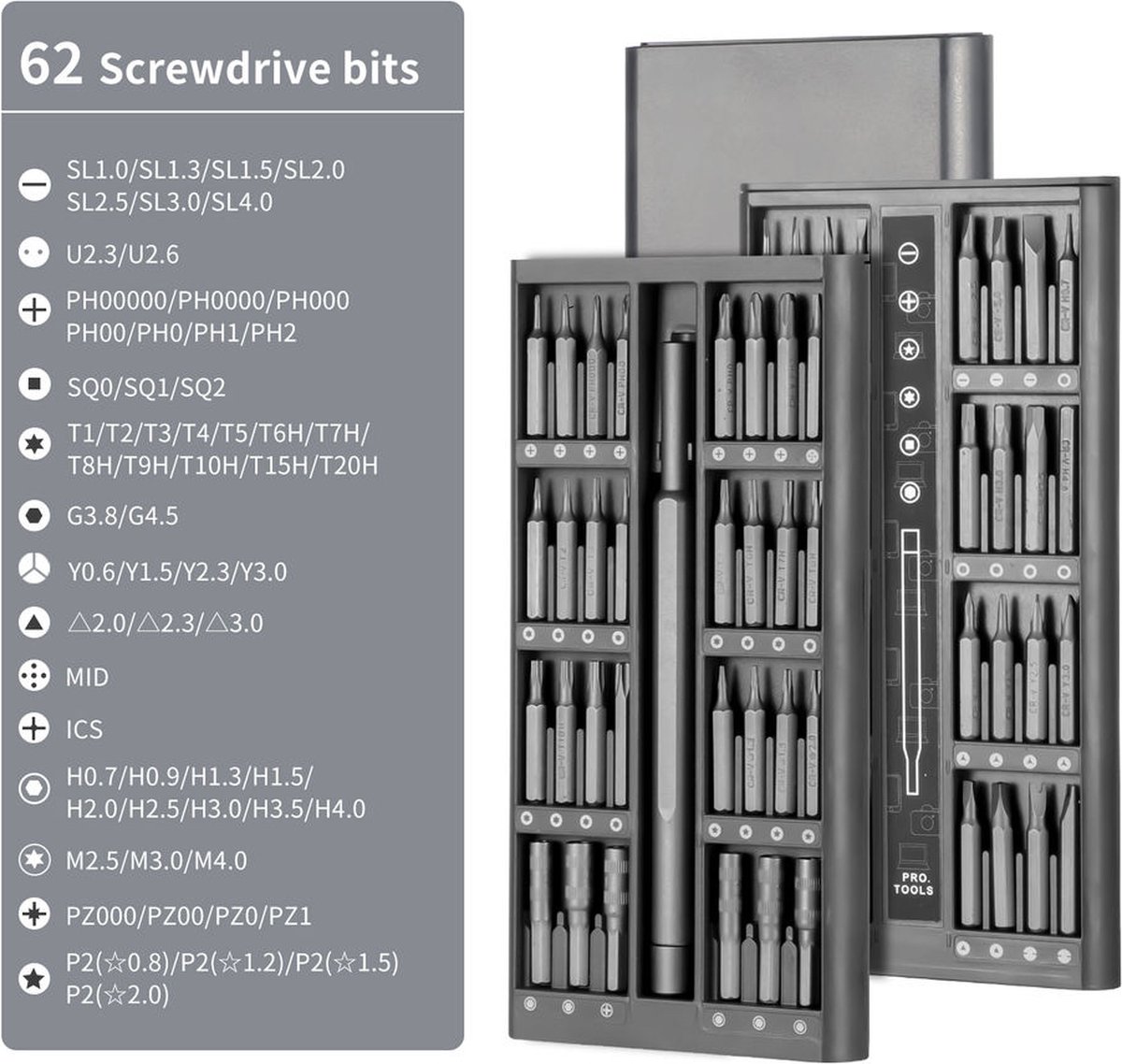 63-delige precisie schroevendraaierset met etui - reparatie gereedschapskit voor iPhone, elektronica, horloge en tablet
