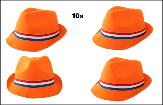 10x Festival gleufhoed oranje - Holland Koningsdag feest party festival fun  gleuf hoed | bol.com
