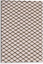 Dibond - Visnet Patroon van Zwart op Beige - 40x60 cm Foto op Aluminium (Met Ophangsysteem)