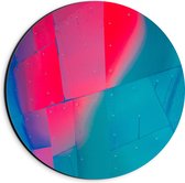 Dibond Muurcirkel - Verschillende Vormen en Maten Vakken in het Roze en Blauw - 20x20 cm Foto op Aluminium Muurcirkel (met ophangsysteem)