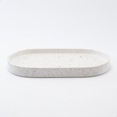 Terrazzo dienblad ovaal - kleur wit - klein model - presentatieplateau