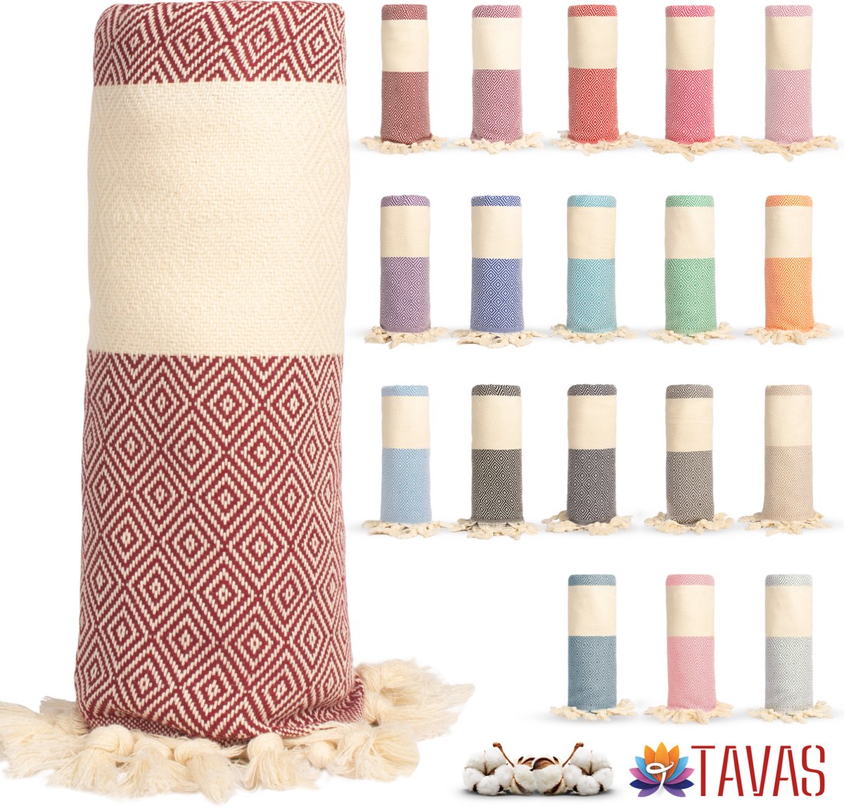 Tavas Hamamdoek Bordeaux Strandlaken %100 Katoen XL Saunalaken 100 x 180 cm Badhanddoek Groot Douchelaken Dames Hotel Handdoek Pestemal Fouta Pareo Yoga Deken Heren
