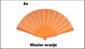 6x Waaier oranje - Themaparty - Koningsdag optocht thema feest festival decoratie fun verkleedaccesoires