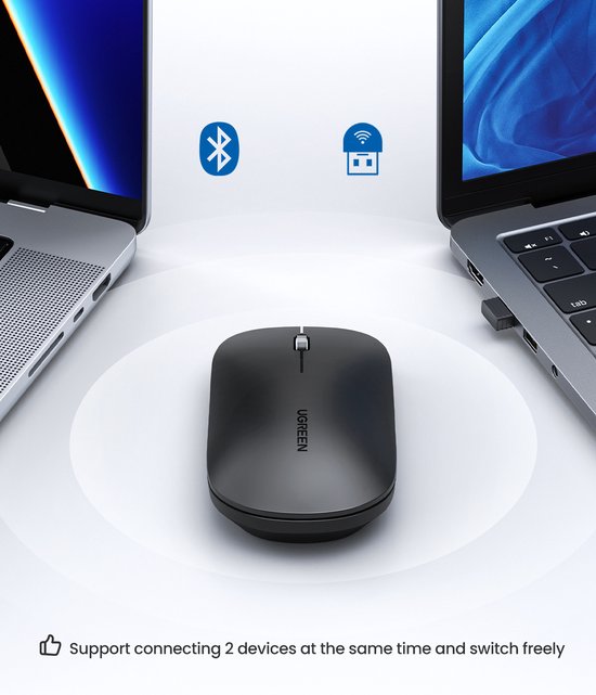 Souris sans fil pour ordinateur portable, souris Bluetooth pour MacBook  Pro/Air/Mac/iPad/Chromebook/ordinateur – Double mode rechargeable (USB 2,4  GHz + Bluetooth 5.2) Souris sans fil silencieuse avec : :  Électronique