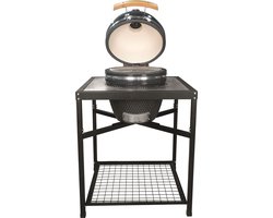 Landmann Kamado BBQ 18 inch Grijs - Tafelmodel - MLS Pizzasteen Ø38 cm - Keramische Houtskoolbarbecue - BBQ Egg - Thermometer - 4-6 Personen