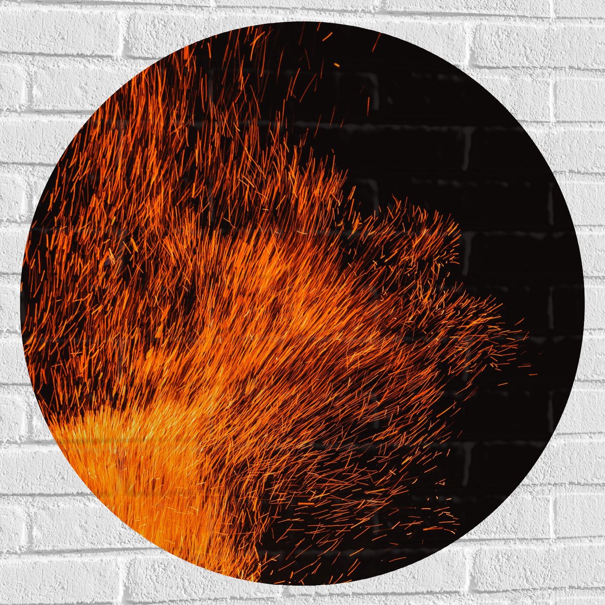Muursticker Cirkel - Oranje Spetters van Vuurkorf - 80x80 cm Foto op Muursticker