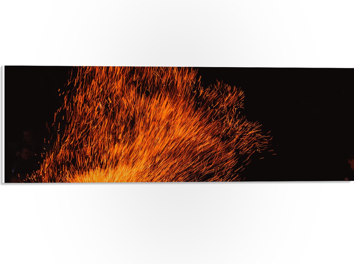 PVC Schuimplaat- Oranje Spetters van Vuurkorf - 60x20 cm Foto op PVC Schuimplaat